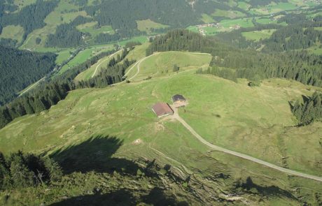 Luftaufnahme der Kleinmoosalm des Peternhofes in Kirchberg in Tirol